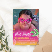 Pool Party Roze met Foto Minimalist Kaart