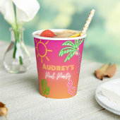 Pool Party Roze Neon papieren bekers