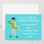 Pool Party schattig en modern blauw Kaart (Voorkant / Achterkant)