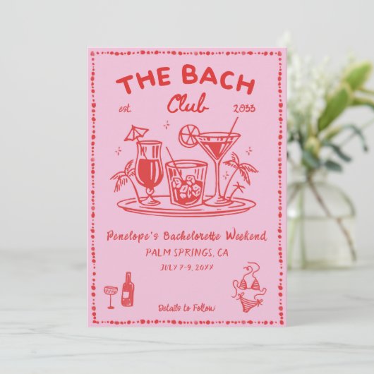 Pool Party Schattigee Cocktail Bachelorette Party  Kaart (Staand voorkant)