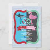Pool Party Shark Flamingo Joint Boy meisje Birthda Kaart (Voorkant)
