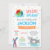 Pool Party Shark Summer Boy Birthday Invitations Save The Date (Voorkant)
