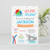 Pool Party Shark Summer Boy Birthday Invitations Save The Date (Staand voorkant)