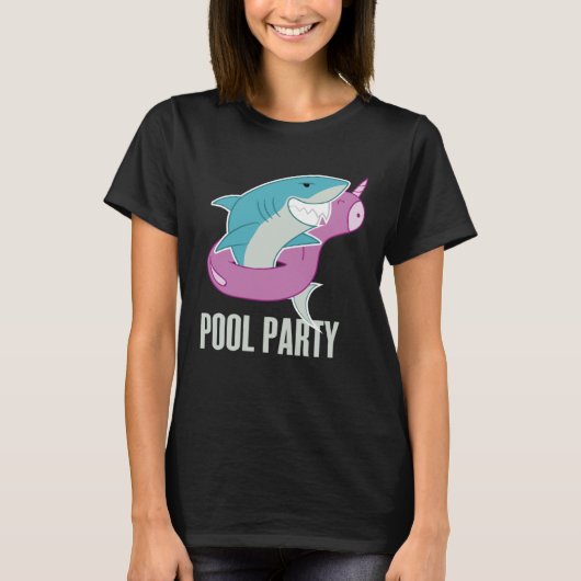 Pool Party  Shark Unicorn Fishing T-shirt (Voorkant)