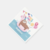 Pool Party Sloth with Balloons Summer Birthday Nap Servet (Hoek)
