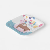 Pool Party Sloth with Balloons Summer Birthday Papieren Bordje (Gebogen)