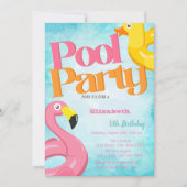 Pool Party Speelgoed Flamingo's Verjaardag Kaart (Voorkant)