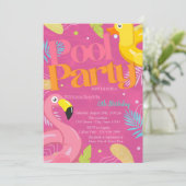 Pool Party Speelgoed Tropische bladeren Verjaardag Kaart (Staand voorkant)