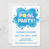 Pool Party Splash Verjaardag Uitnodiging (Voorkant)