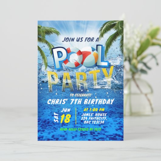 Pool Party Splash Zomer Kaart (Staand voorkant)