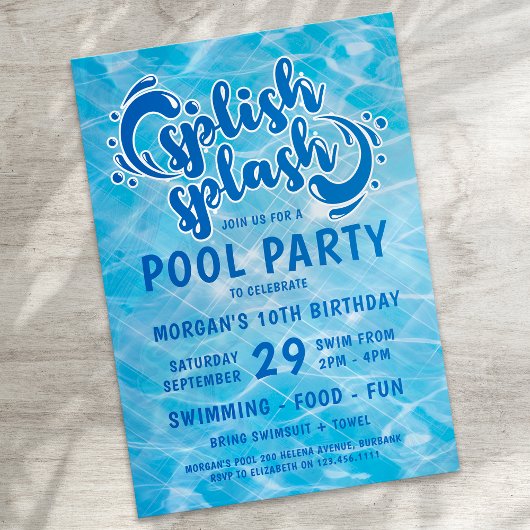 Pool Party Splish Splash Birthday Kaart