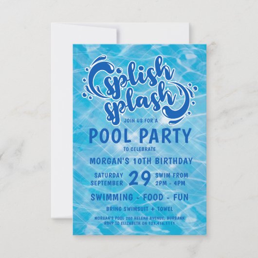 Pool Party Splish Splash Birthday Kaart (Voorkant)