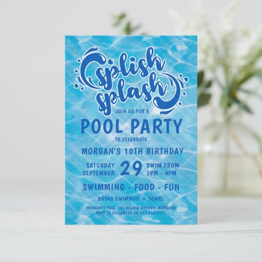 Pool Party Splish Splash Birthday Kaart (Staand voorkant)