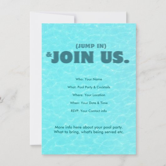 Pool Party Splish Splash Invitation Kaart (Achterkant)