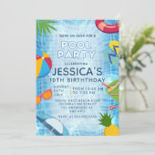 Pool Party Splish Splash Pool Verjaardag Kaart (Staand voorkant)