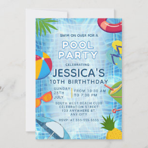 Pool Party Splish Splash Pool Verjaardag Kaart