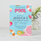 Pool Party Splish Splash Pool Verjaardag Uitnodigi Kaart (Staand voorkant)