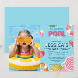 Pool Party Splish Splash Pool Verjaardag Uitnodigi Kaart