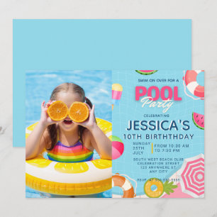 Pool Party Splish Splash Pool Verjaardag Uitnodigi Kaart