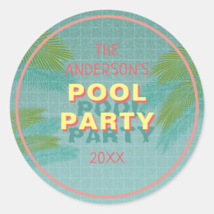 Pool Party-stickers Ronde Sticker