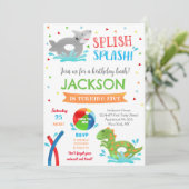 Pool Party Summer Birthday Invitation for Boy Save The Date (Staand voorkant)