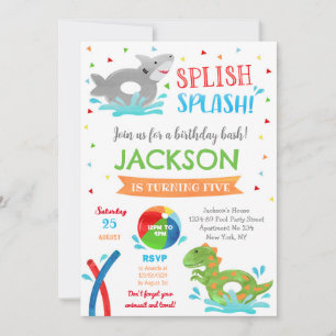 Pool Party Summer Birthday Invitation for Boy Save The Date