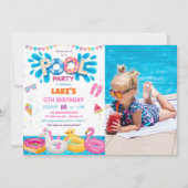 Pool Party Summer Birthday Invitation Kaart (Voorkant)