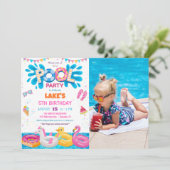 Pool Party Summer Birthday Invitation Kaart (Staand voorkant)