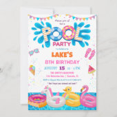 Pool Party Summer Birthday Invitation Kaart (Voorkant)