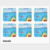 Pool Party Summer Birthday Invitation Vierkante Sticker (Vel)
