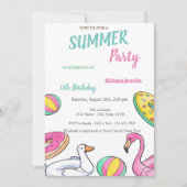 Pool Party Summer Birthday Kaart (Voorkant)