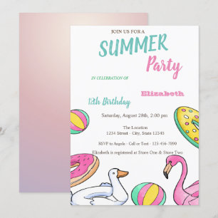 Pool Party Summer Birthday Kaart