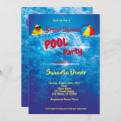Pool Party Summer Bridal Shower-uitnodiging Kaart (Voorkant / Achterkant)