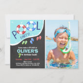 Pool Party Summer Chalkboard Birthday Uitnodiging (Voorkant)