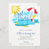 Pool Party Summer Fun Birthday Kaart (Voorkant / Achterkant)
