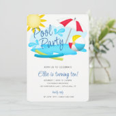 Pool Party Summer Fun Birthday Kaart (Staand voorkant)