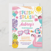 Pool Party Summer Girl Birthday Invitation Kaart (Voorkant)