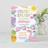 Pool Party Summer Girl Birthday Invitation Kaart (Staand voorkant)