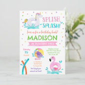 Pool Party Summer Girl Birthday Invitation Save The Date (Staand voorkant)
