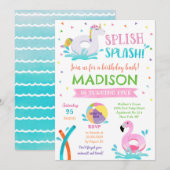Pool Party Summer Girl Birthday Invitation Save The Date (Voorkant / Achterkant)