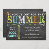 Pool Party Summer Invitation-School uit Kaart (Voorkant / Achterkant)