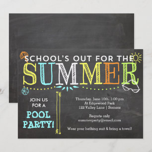 Pool Party Summer Invitation-School uit Kaart