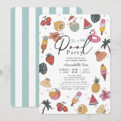 Pool Party Summer Items Boy Baby shower Kaart (Voorkant / Achterkant)