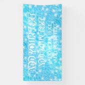 Pool party Summer party Beach bruiloft blauw water Spandoek (Verticaal)