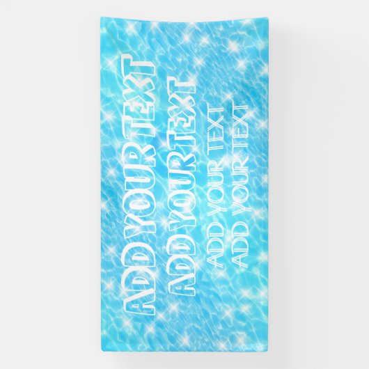 Pool party Summer party Beach bruiloft blauw water Spandoek (Verticaal)