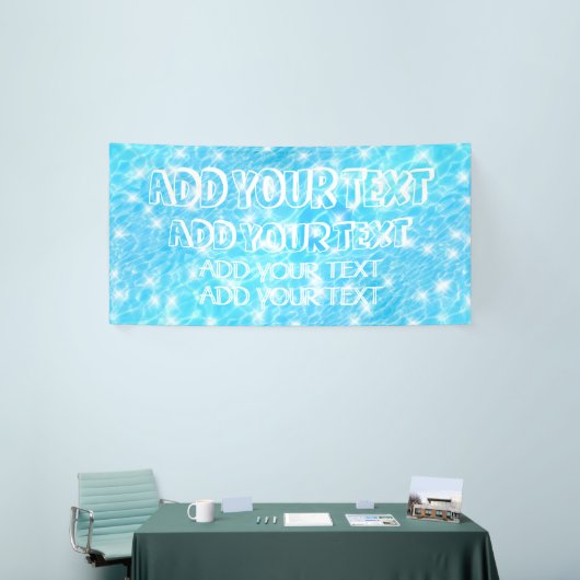 Pool party Summer party Beach bruiloft blauw water Spandoek (Beurs)