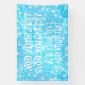 Pool party Summer party Beach bruiloft blauw water Spandoek (Verticaal)