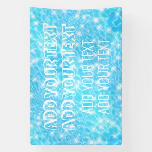 Pool party Summer party Beach bruiloft blauw water Spandoek (Verticaal)