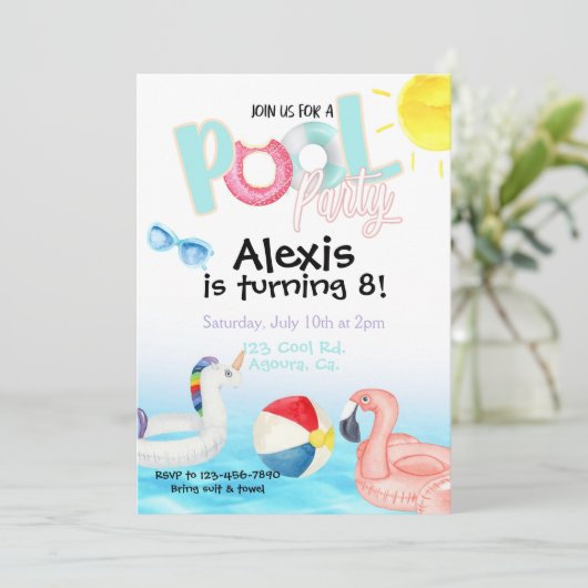 Pool party, Summer Party, Swim party (Staand voorkant)