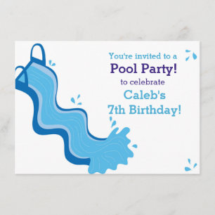 Pool Party Summer Swim Water Slide Invitation Kaart